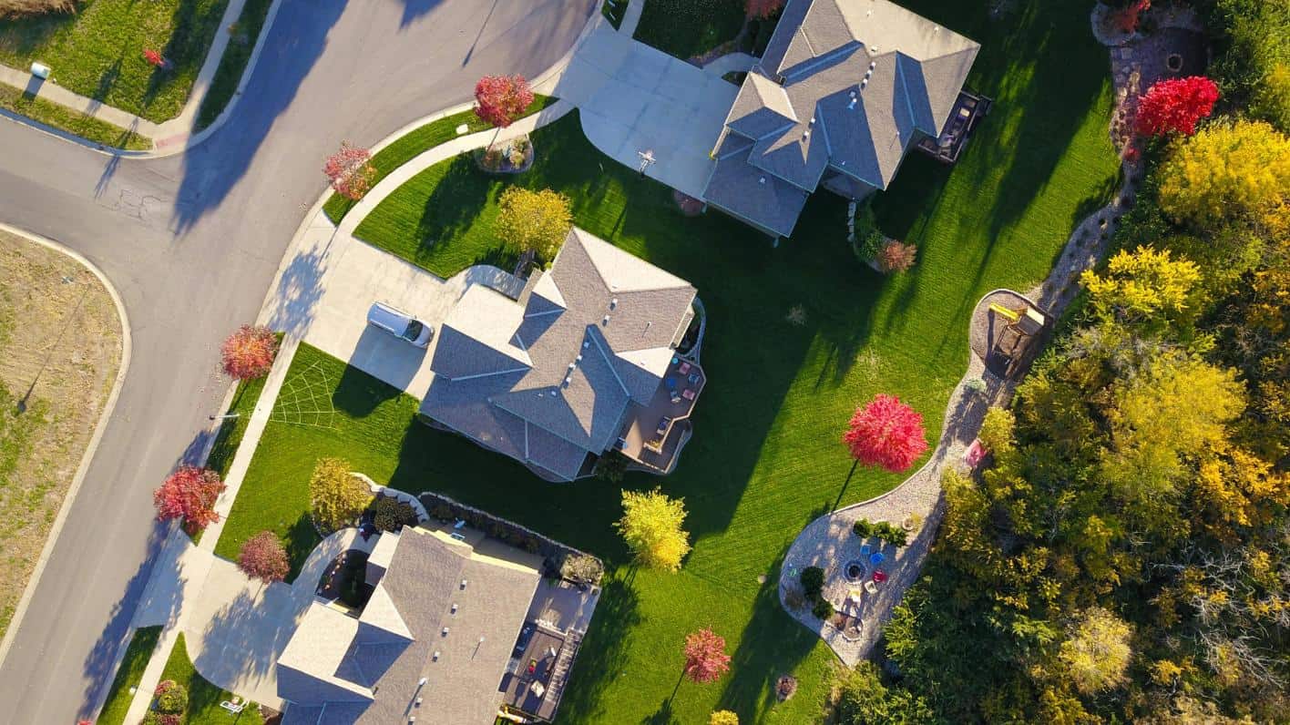 Aerial view of a well-maintained residential neighborhood in Billings, Montana representing professional HOA management services.