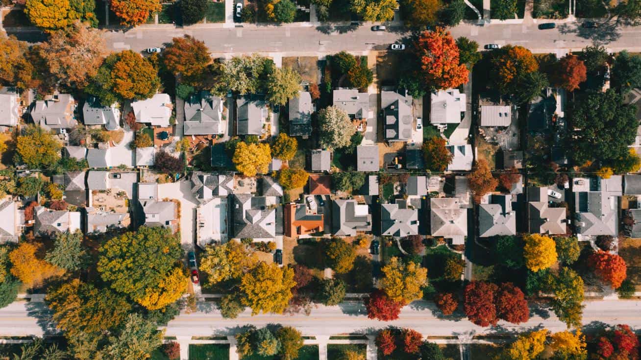 Aerial view of a residential neighborhood in the Seattle metro area representing professionally managed HOA communities.