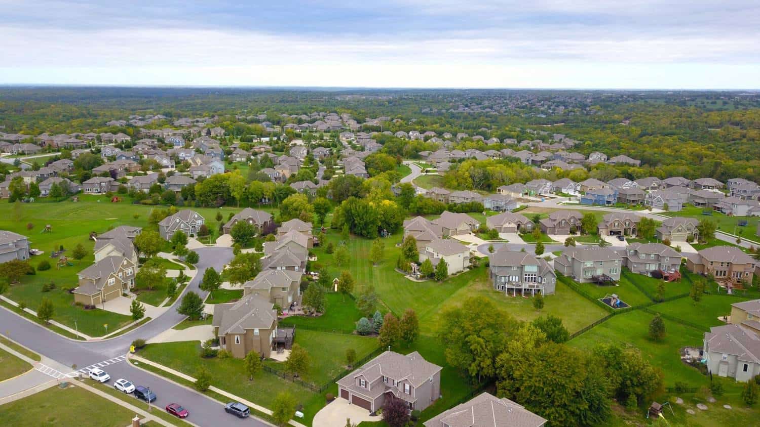 Aerial view of a residential neighborhood served by professional HOA management in Tacoma.
