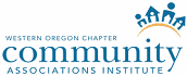 Community Associations Institute Western Oregon Chapter logo featuring stylized house and people icons above the text.